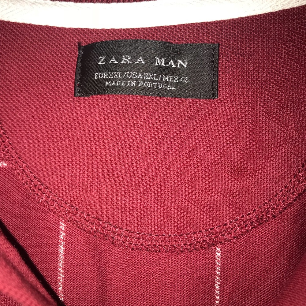 Zara man wine and white stripe polo. - Picture 7 of 7